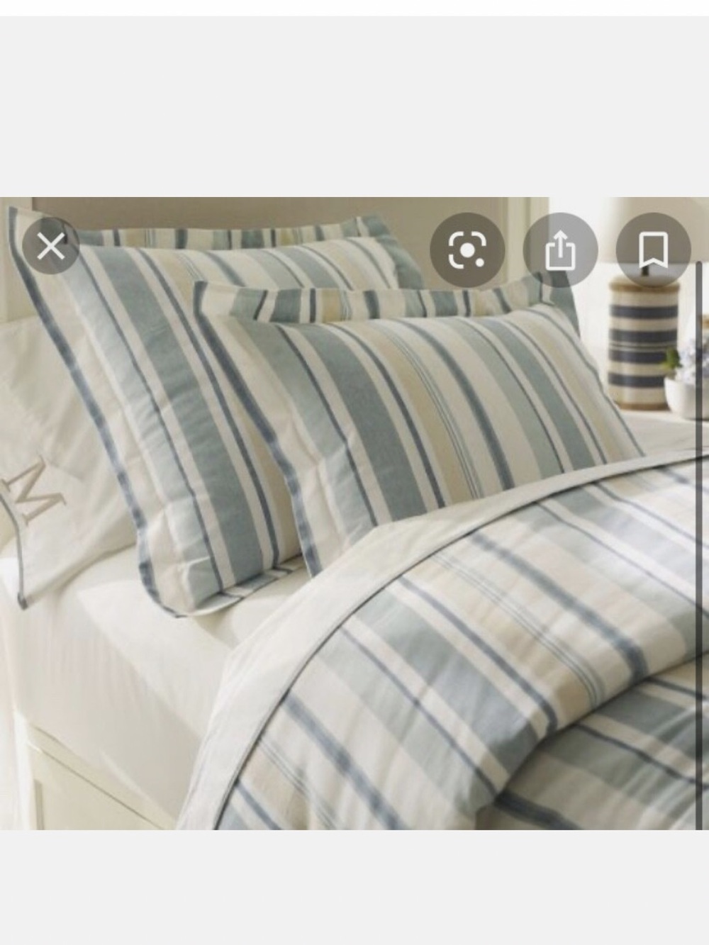 Pottery Barn Darian queen duvet and 2 std shams set linen coastal great cond
